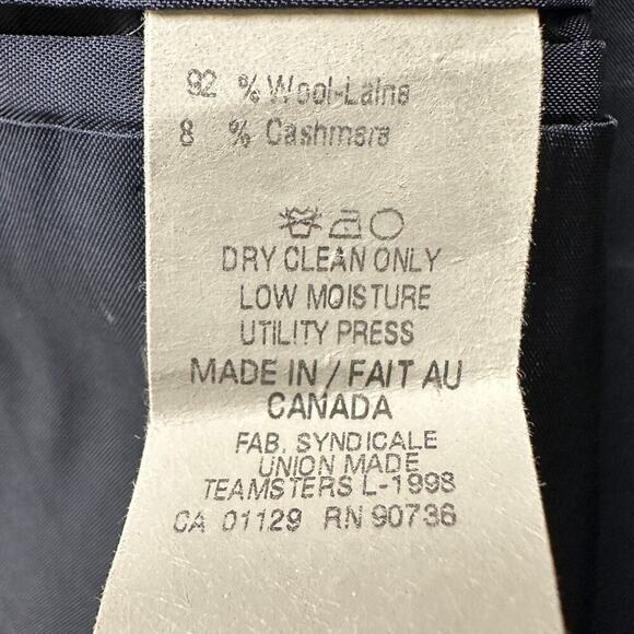 Ralph Lauren Men's Navy Blue Grey Wool Cashmere Blend Blazer Jacket Size 44L - Picture 9 of 13